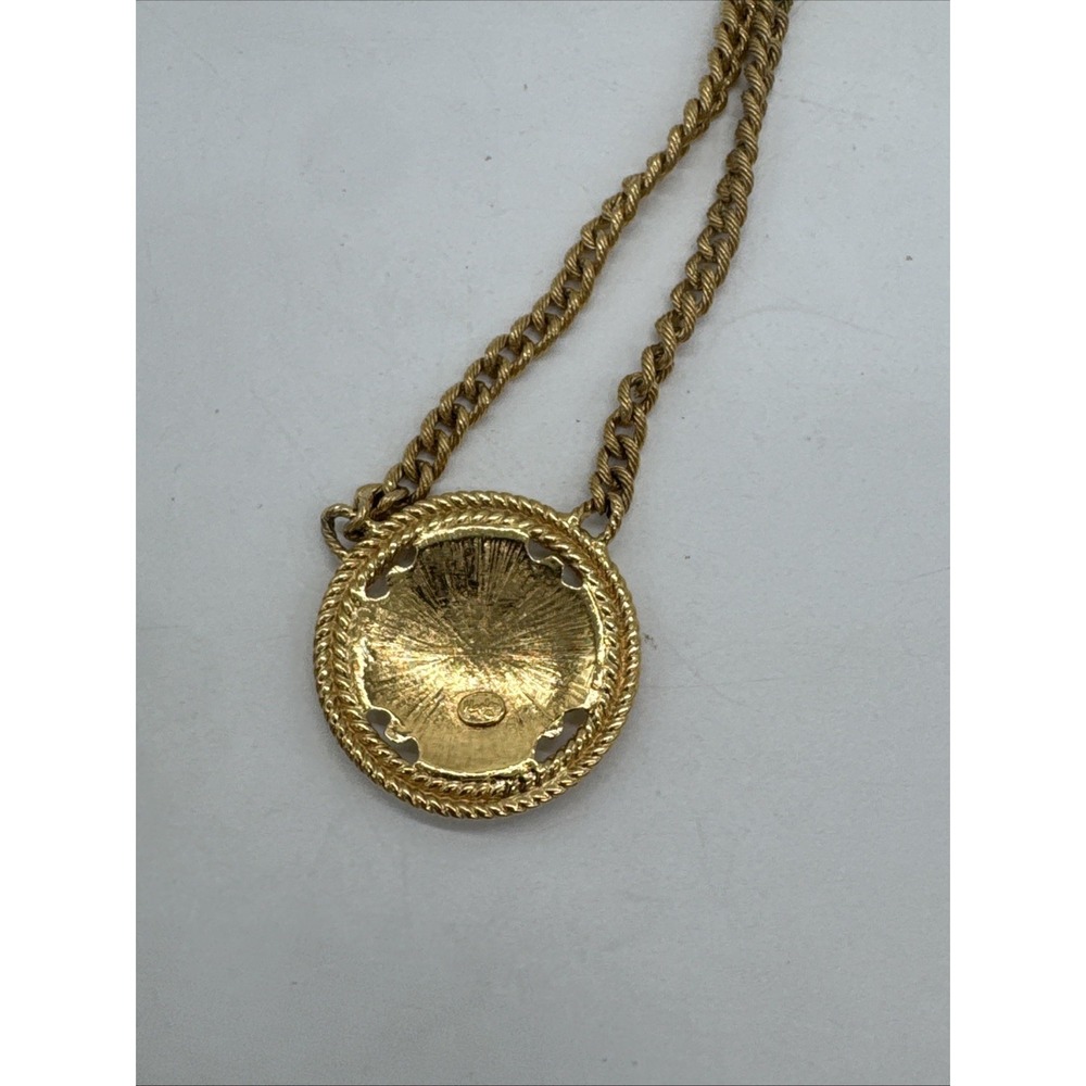 Vintage Signed Napier Chunky Nautical  Motif Beige Enamel Pendant Chain Necklace - Picture 7 of 9